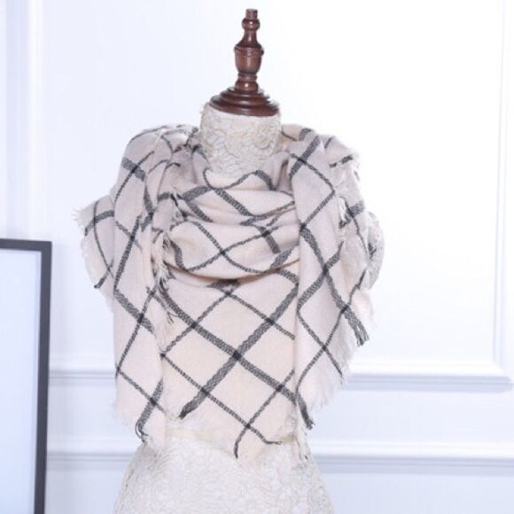 Accessories - Beige and Black Triangle Scarf